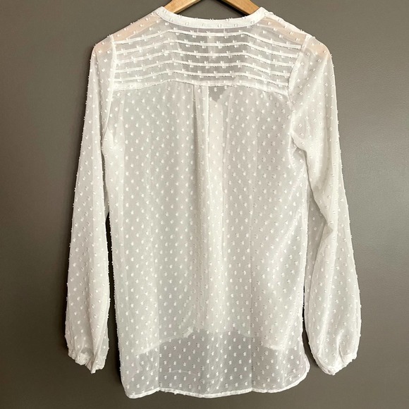 Matilda Jane Renae Top Size XS White Sheer Swiss Dot Print Button Down - Picture 12 of 14
